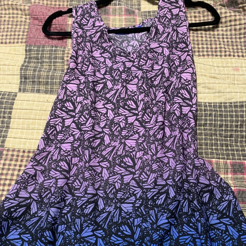 Flowy ombré pink to bright blue butterfly tank